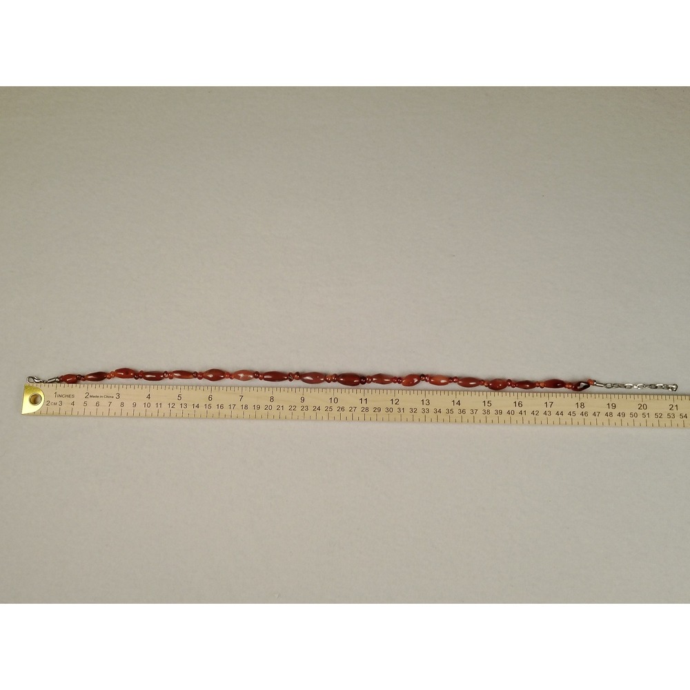 Vintage Carnelian Agate Beaded Necklace Red Orange Natural Stone Adjustable 20" - Picture 4 of 4